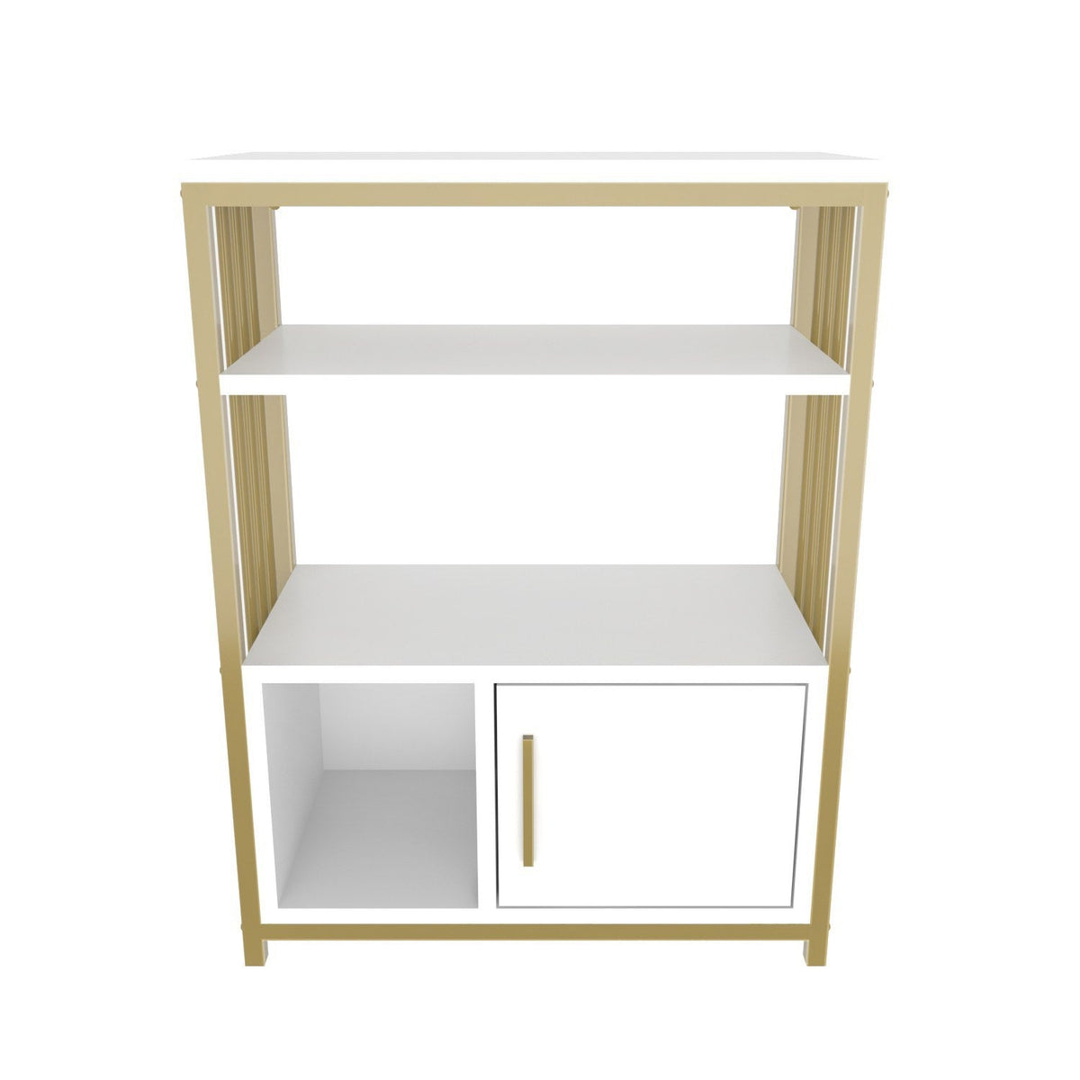 Alb - Auriu | SKU: 875ZNA4532 | Bibliotecă Letos, 60x30x80 cm, varianta Alb - Auriu, produs pentru amenajarea locuinței, disponibil online în România la CasaMob