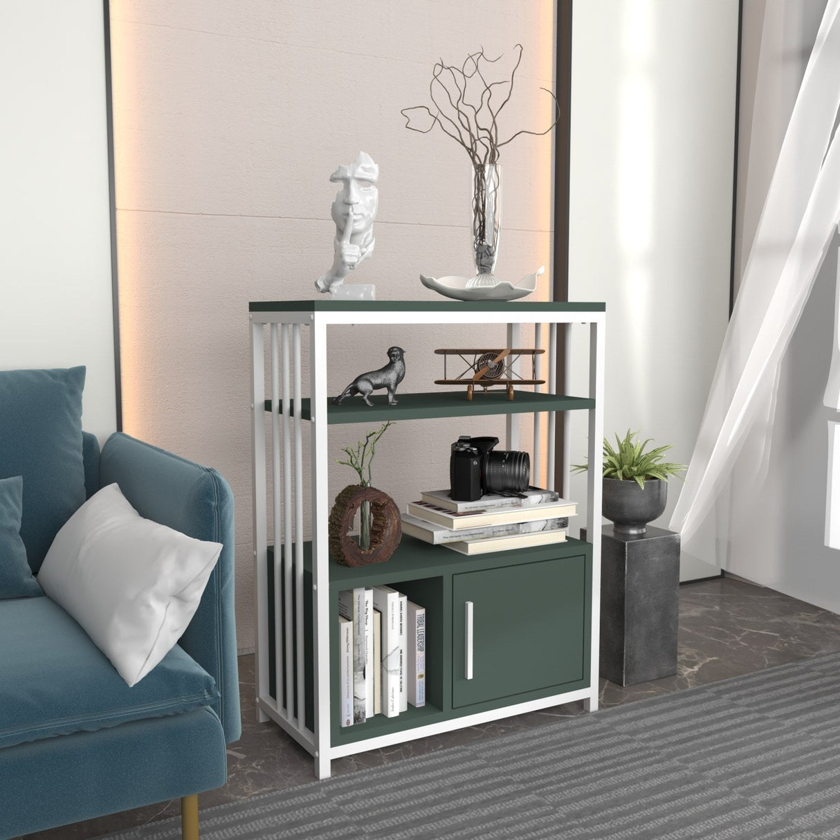 Bibliotecă Letos, Diverse culori, 60x30x80 cm - Verde - Alb | SKU: 875ZNA4534 | Bibliotecă Letos, 60x30x80 cm, varianta Verde - Alb, produs pentru amenajarea locuinței, disponibil online în România la CasaMob