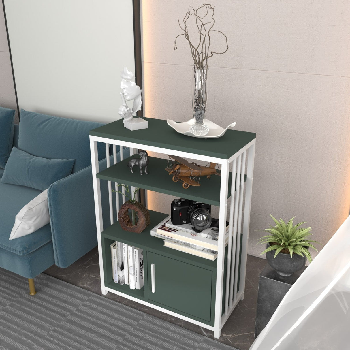 Bibliotecă Letos, Diverse culori, 60x30x80 cm - Verde - Alb | SKU: 875ZNA4534 | Bibliotecă Letos, 60x30x80 cm, varianta Verde - Alb, produs pentru amenajarea locuinței, disponibil online în România la CasaMob