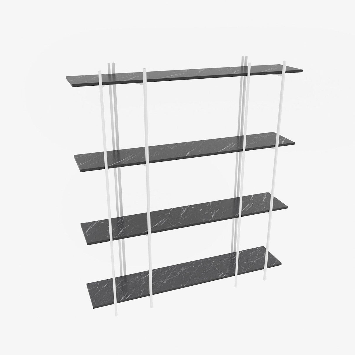 Biblioteca Soms 4 Rafturi Mari, 160 X 180 X 30 Cm - Alb negru, SKU 875ZNA4546