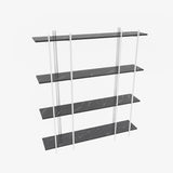 Biblioteca Soms 4 Rafturi Mari, 160 X 180 X 30 Cm - Alb negru, SKU 875ZNA4546