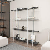 Biblioteca Soms 4 Rafturi Mari, 160 X 180 X 30 Cm - Alb negru, SKU 875ZNA4546
