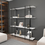 Bibliotecă Moss, Alb - Negru, 160x30x180 cm