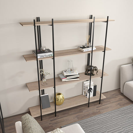 Bibliotecă Moss, Stejar - Negru, 160x30x180 cm