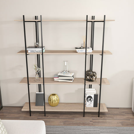 Bibliotecă Moss, Stejar - Negru, 160x30x180 cm
