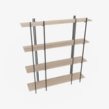 Bibliotecă Moss, Stejar - Negru, 160x30x180 cm