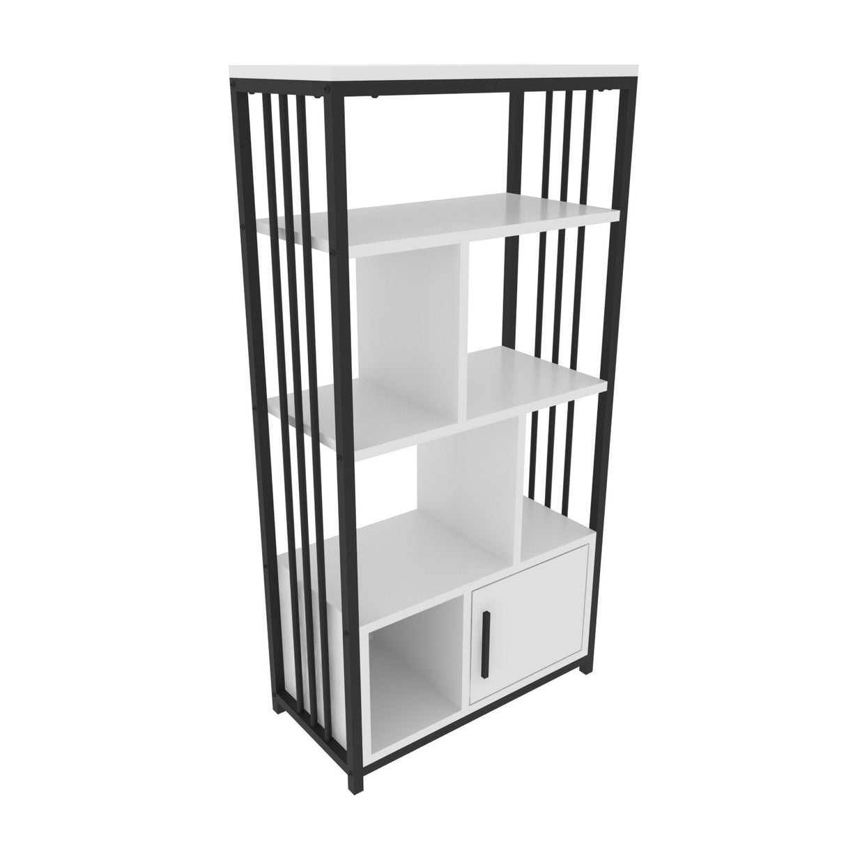 Bibliotecă Valero, Diverse culori, 60x30x120 cm - Alb - Negru | SKU: 875ZNA4567 | Bibliotecă Valero, 60x30x120 cm, varianta Alb - Negru, produs pentru amenajarea locuinței, disponibil online în România la CasaMob