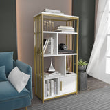 Bibliotecă Valero, Diverse culori, 60x30x120 cm - Alb - Auriu | SKU: 875ZNA4568 | Bibliotecă Valero, 60x30x120 cm, varianta Alb - Auriu, produs pentru amenajarea locuinței, disponibil online în România la CasaMob