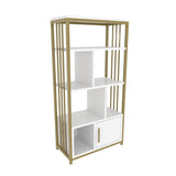 Bibliotecă Valero, Diverse culori, 60x30x120 cm - Alb - Auriu | SKU: 875ZNA4568 | Bibliotecă Valero, 60x30x120 cm, varianta Alb - Auriu, produs pentru amenajarea locuinței, disponibil online în România la CasaMob
