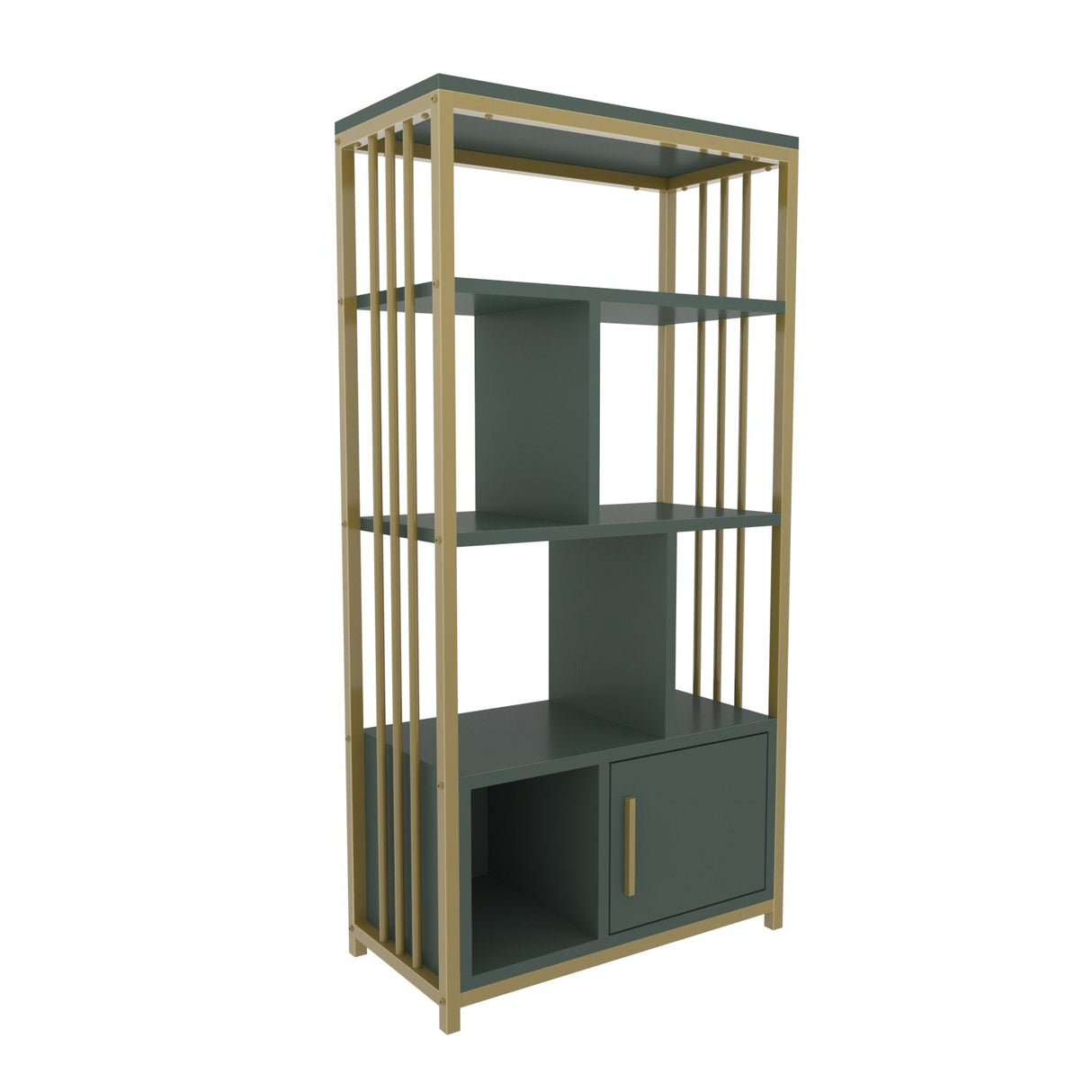 Bibliotecă Valero, Diverse culori, 60x30x120 cm - Verde - Auriu | SKU: 875ZNA4569 | Bibliotecă Valero, 60x30x120 cm, varianta Verde - Auriu, produs pentru amenajarea locuinței, disponibil online în România la CasaMob