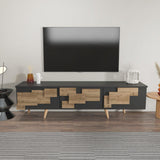 Comoda Tv Uc Boyut 3d Design cu 3 Compartimente, 160 X 45 X 35 Cm - Nuc antracit, SKU 875ZNA4581