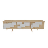 Comoda Tv Uc Boyut 3d Design cu 3 Compartimente, 160 X 45 X 35 Cm - Stejar Alb, SKU 875ZNA4581