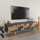 Comoda Tv Uc Boyut 3d Design cu 3 Compartimente, 160 X 45 X 35 Cm - Nuc antracit, SKU 875ZNA4581