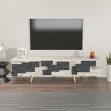 Comoda Tv Uc Boyut 3d Design cu 3 Compartimente, 160 X 45 X 35 Cm - Marmură albă, SKU 875ZNA4581