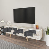 Comoda Tv Uc Boyut 3d Design cu 3 Compartimente, 160 X 45 X 35 Cm - Marmură albă, SKU 875ZNA4581