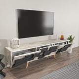 Comoda Tv Uc Boyut 3d Design cu 3 Compartimente, 160 X 45 X 35 Cm - Marmură albă, SKU 875ZNA4581