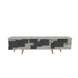 Comoda Tv Uc Boyut 3d Design cu 3 Compartimente, 160 X 45 X 35 Cm - Marmură albă, SKU 875ZNA4581