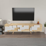 Comoda Tv Uc Boyut 3d Design cu 3 Compartimente, 160 X 45 X 35 Cm - Stejar Alb, SKU 875ZNA4581