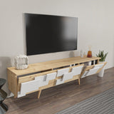 Comoda Tv Uc Boyut 3d Design cu 3 Compartimente, 160 X 45 X 35 Cm - Stejar Alb, SKU 875ZNA4581