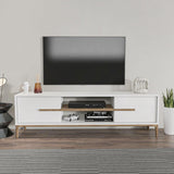 Comoda Tv Eslem cu 2 Raft si 2 Usi, 120 X 43 X 30 Cm - Nuc Alb, SKU 875ZNA4593
