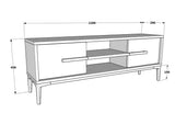 Comoda Tv Eslem cu 2 Raft si 2 Usi, 120 X 43 X 30 Cm - Stejar Alb, SKU 875ZNA4593