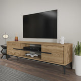 Comoda Tv Eslem cu 2 Raft si 2 Usi, 120 X 43 X 30 Cm - Stejar Negru, SKU 875ZNA4593