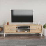 Comoda Tv Eslem cu 2 Raft si 2 Usi, 120 X 43 X 30 Cm - Stejar Alb, SKU 875ZNA4593