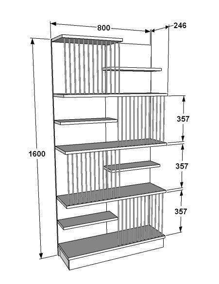 Biblioteca Sanali cu 9 Rafturi, 80 X 160 X 25 Cm - Stejar negru, SKU 875ZNA4605
