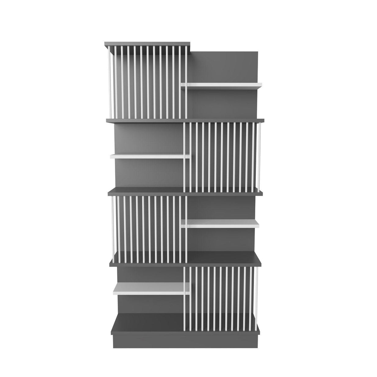 Biblioteca Sanali cu 9 Rafturi, 80 X 160 X 25 Cm - Alb antracit, SKU 875ZNA4605