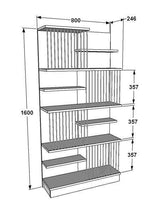 Biblioteca Sanali cu 9 Rafturi, 80 X 160 X 25 Cm - Alb antracit, SKU 875ZNA4605