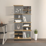 Biblioteca Sanali cu 9 Rafturi, 80 X 160 X 25 Cm - Stejar negru, SKU 875ZNA4605