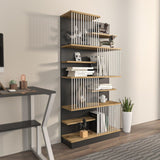 Biblioteca Sanali cu 9 Rafturi, 80 X 160 X 25 Cm - Stejar negru, SKU 875ZNA4605