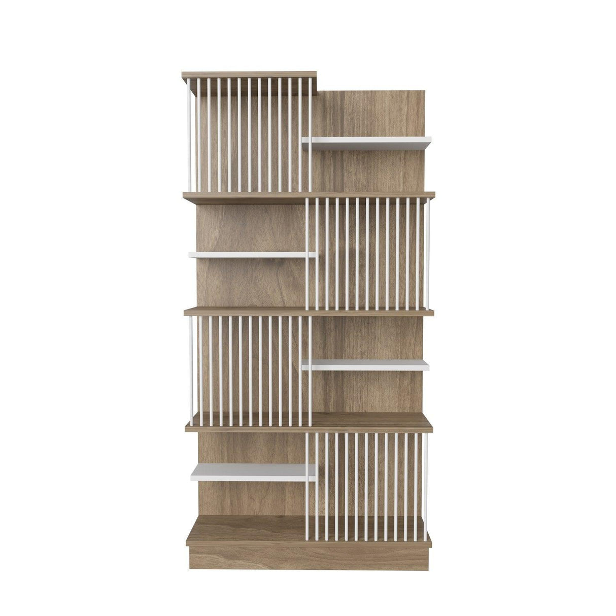 Biblioteca Sanali cu 9 Rafturi, 80 X 160 X 25 Cm - Stejar Alb, SKU 875ZNA4605