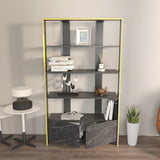 Biblioteca Elly cu 2 Usi si 5 Rafturi,  93 X 160 X 32 Cm - Marmură neagră, SKU 875ZNA4614