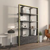 Biblioteca Elly cu 2 Usi si 5 Rafturi,  93 X 160 X 32 Cm - Marmură neagră, SKU 875ZNA4614