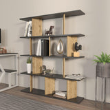 Biblioteca Tipi cu 5 Rafturi, 120 X 141 X 25 Cm - Stejar negru, SKU 875ZNA4617