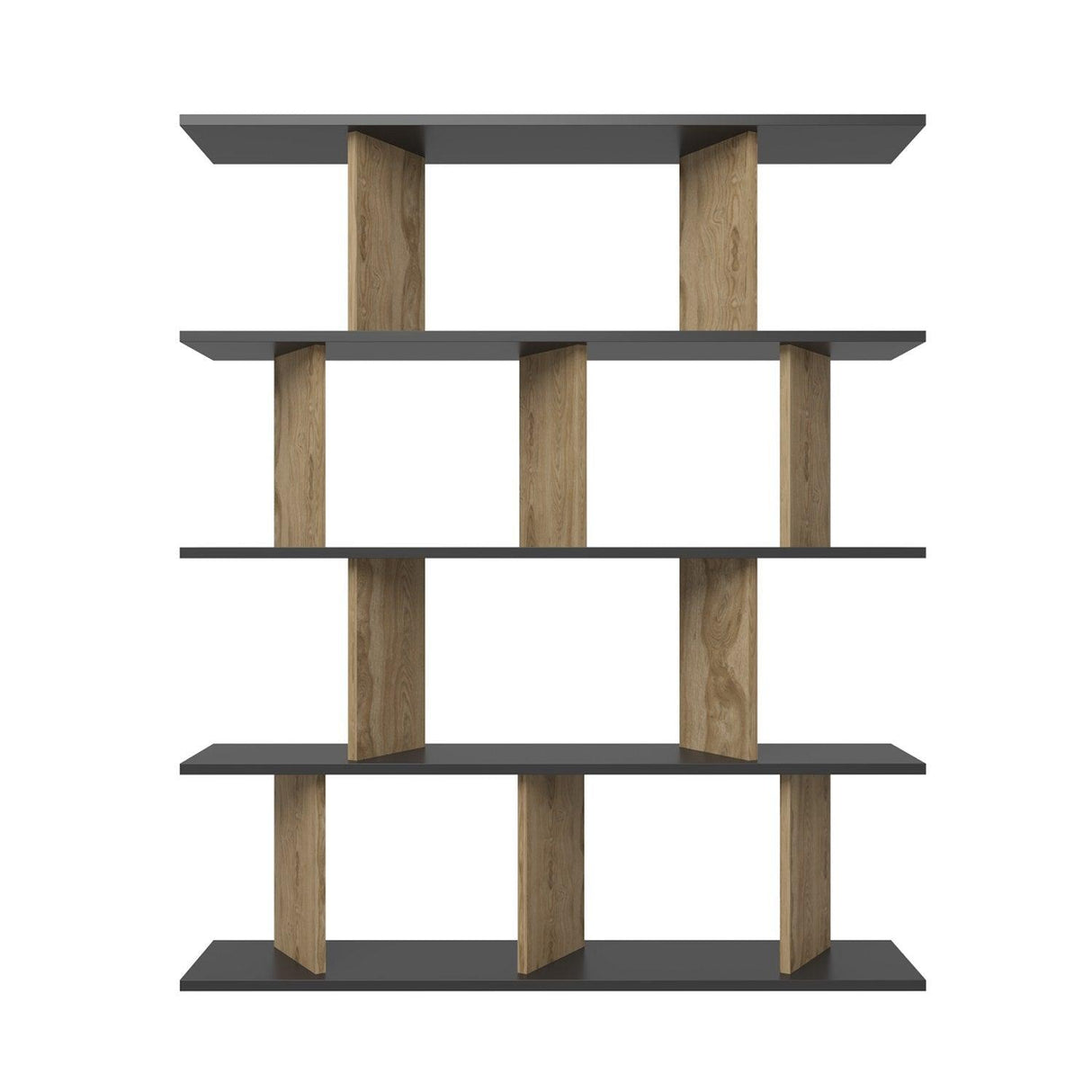 Biblioteca Tipi cu 5 Rafturi, 120 X 141 X 25 Cm - Stejar negru, SKU 875ZNA4617