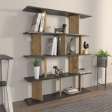 Biblioteca Tipi cu 5 Rafturi, 120 X 141 X 25 Cm - Stejar negru, SKU 875ZNA4617