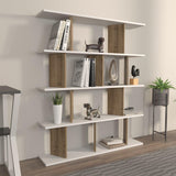 Biblioteca Tipi cu 5 Rafturi, 120 X 141 X 25 Cm - Nuc Alb, SKU 875ZNA4617