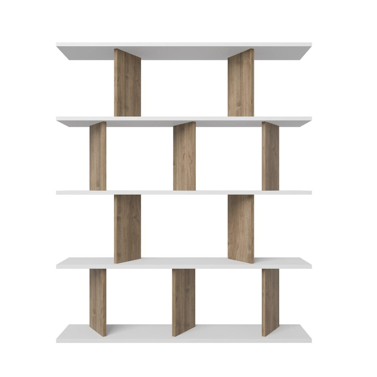 Biblioteca Tipi cu 5 Rafturi, 120 X 141 X 25 Cm - Nuc Alb, SKU 875ZNA4617