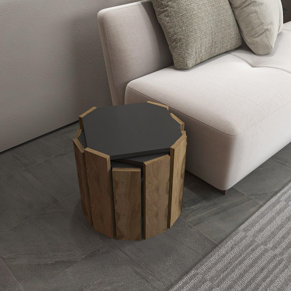 Set Masuta De Cafea Soril 3 Bucati,  45 X 41 X 45 Cm - Nuc antracit, SKU 875ZNA4627
