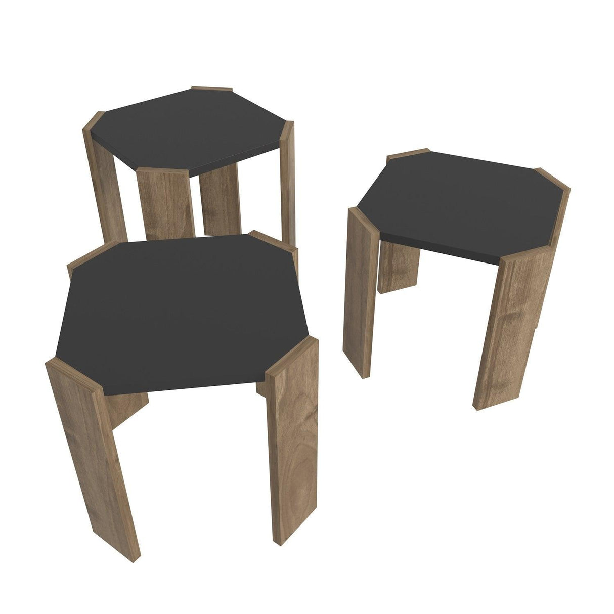 Set Masuta De Cafea Soril 3 Bucati,  45 X 41 X 45 Cm - Nuc antracit, SKU 875ZNA4627