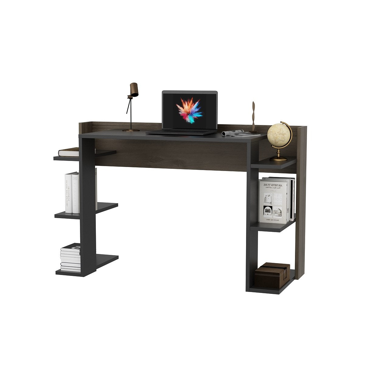 Birou Çinar, Diverse culori, 123x45x77 cm - Nuc - Negru | SKU: 875ZNA4632 | Birou Çinar, 123x45x77 cm, varianta Nuc - Negru, produs pentru amenajarea locuinței, disponibil online în România la CasaMob