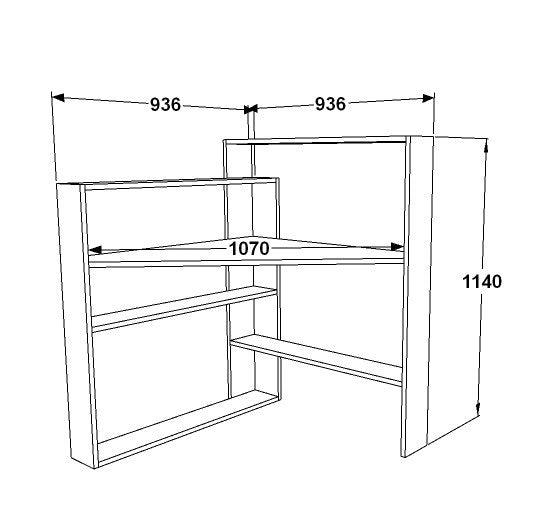 Birou Kelly cu 5 Rafturi, 94 X 114 X 94 Cm - Alb negru, SKU 875ZNA4633