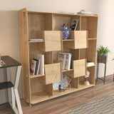 Biblioteca Papito, 9 Rafturi si 4 Compartimente, Stejar, 137 X 138 X 27 Cm