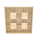 Biblioteca Papito, 9 Rafturi si 4 Compartimente, Stejar, 137 X 138 X 27 Cm