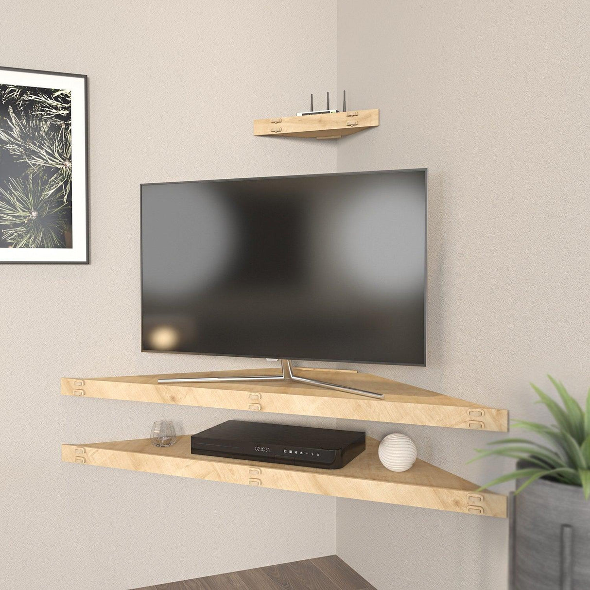 Comoda Tv  Colt Massi, Stejar, 120 X 5 X 49 Cm