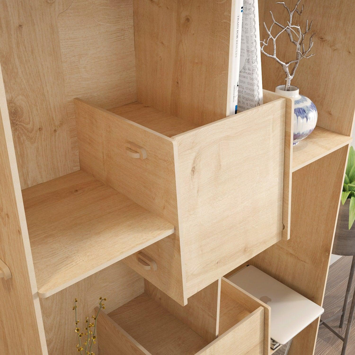 Biblioteca Anap cu 6 Rafturi si 2 Compartimente, Stejar, 83 X 138 X 27 cm, SKU 875ZNA4646