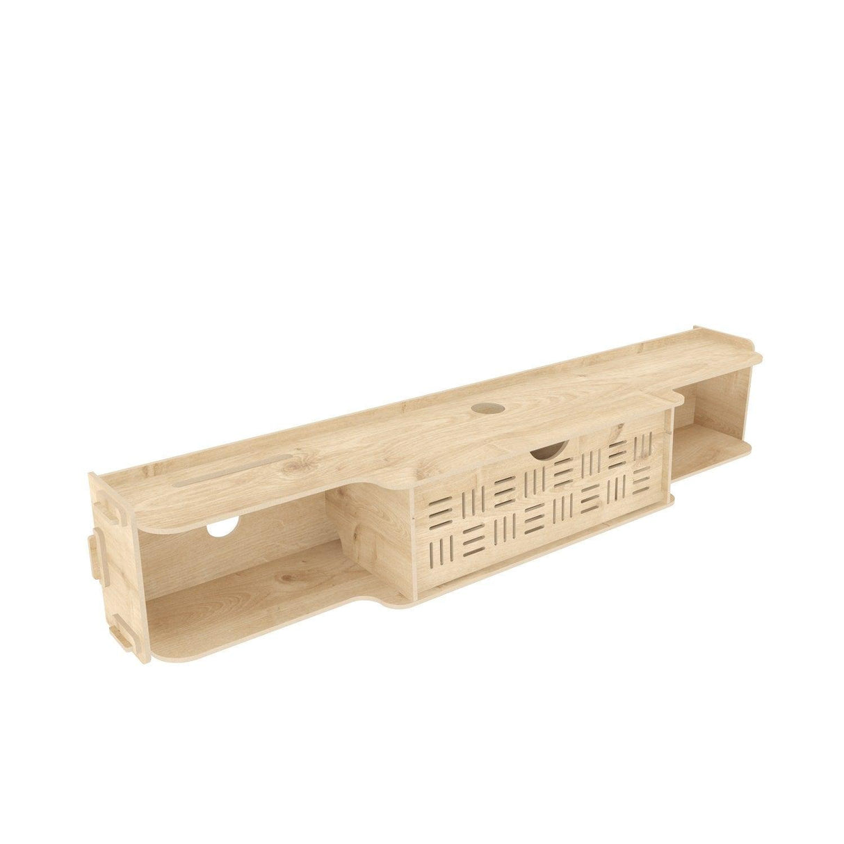 Comoda Tv Pare cu Rafturi si Usa, Stejar, 140 X 25 X 25 Cm