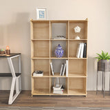 Biblioteca Zimba 4 Rafturi si 9 Compartimente, Stejar, 92 X 132 X 30 Cm